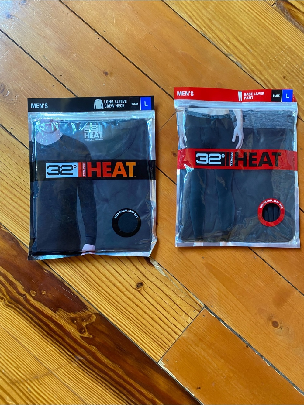 NWT 32 Degrees Heat Men's Thermal Base Layer Set Black Size